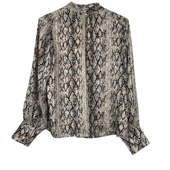 Joie Snakeskin Print Bow Blouse Women’s L Animal Print Top Boho Chic - Picture 3 of 9